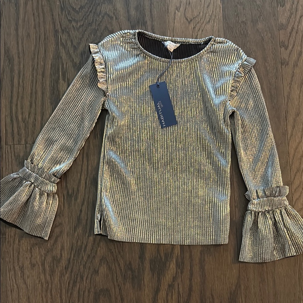 Habitual Silver Blouse with Tie Details and Shimmer